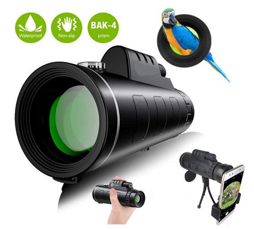 Télescope Monoculaire Haute Puissance Prism avec Adaptateur et Trépied pour randonnées