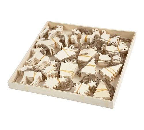 Assortiment de forme en bois à suspendre - Noël - 7 à 9 cm - 90 pcs