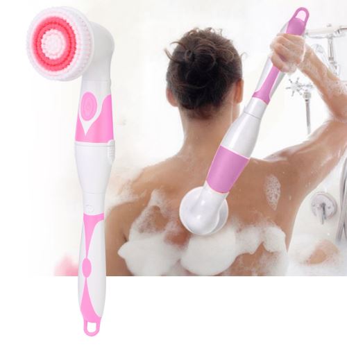 4 en 1 Brosse de bain électrique Nettoyant exfoliant pour le corps Douche Brosse de massage (Rose)