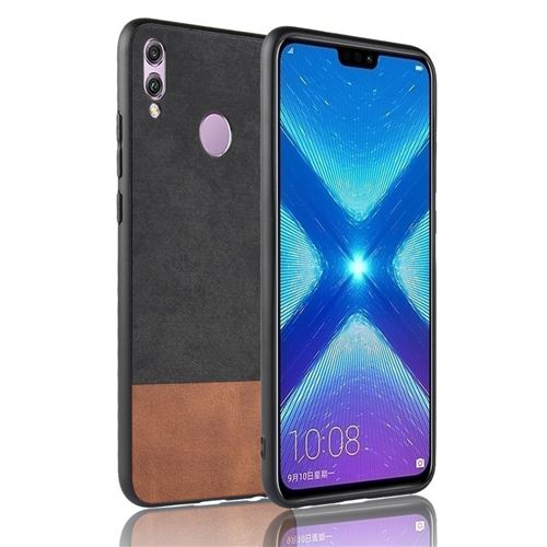 Etui en PU Hybride revêtu d'une couche d'épissure bicolore noir pour votre Huawei Honor 8X/Honor View 10 Lite