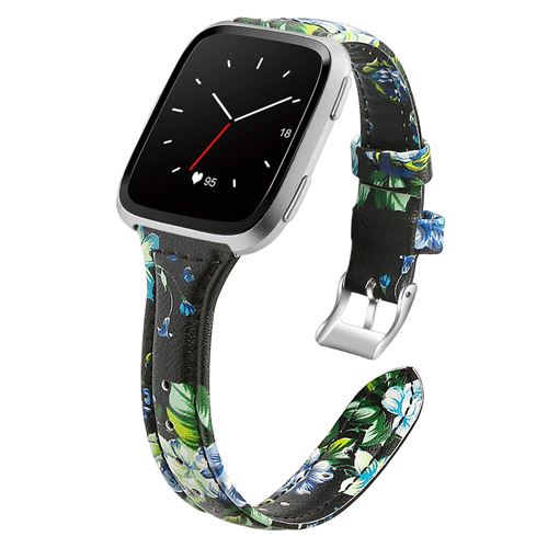 Bracelet en cuir magnifique pour Fitbit Versa 3 / Sense - Noir&Bleu