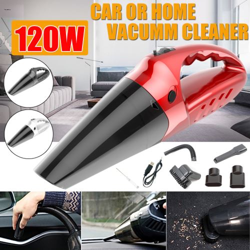 4EN1 Aspirateur à Main Sans Fil Rechargeable - 120W DC12V 2000MAH ROUGE
