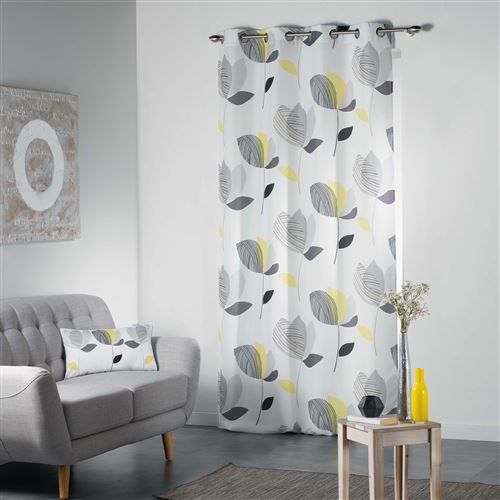 Rideau a oeillets 140 x 260 cm polyester imprime mylae Jaune