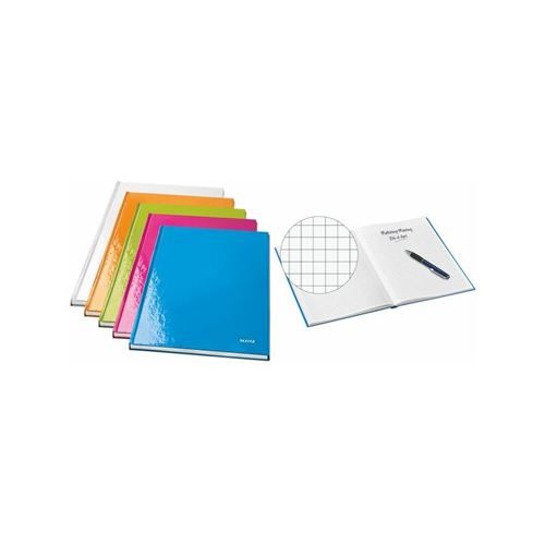 Leitz Carnet WOW, format A4, quadrill&eacute;, bleu m&eacute;tallique - Lot de 2