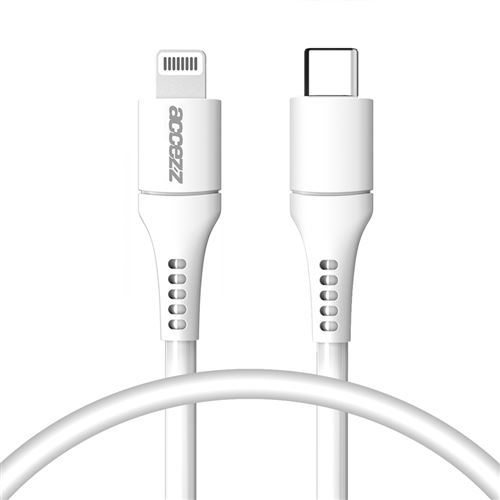 Câble USB-C vers Lightning certifié IMF 0,2 mètre Blanc Accezz