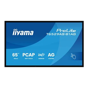 iiyama ProLite T6529AS-B1AG - Classe de diagonale 65" (64.5" visualisable) écran LCD rétro-éclairé par LED - signalisation numérique - avec écran tactile (multi-touches) - 4K UHD (2160p) 3840 x 2160 - DEL de façade - noir (cadre), finition matte - 1