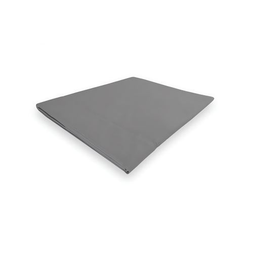 Drap plat en coton 180x290 cm PERCALE gris, par Soleil d'ocre