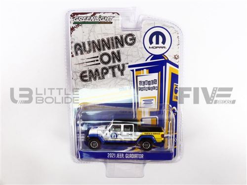 Voiture Miniature de Collection GREENLIGHT COLLECTIBLES 1-64 - JEEP Gladiator Mopar Part and Service - 2021 - White / Blue / Yellow - 41140F