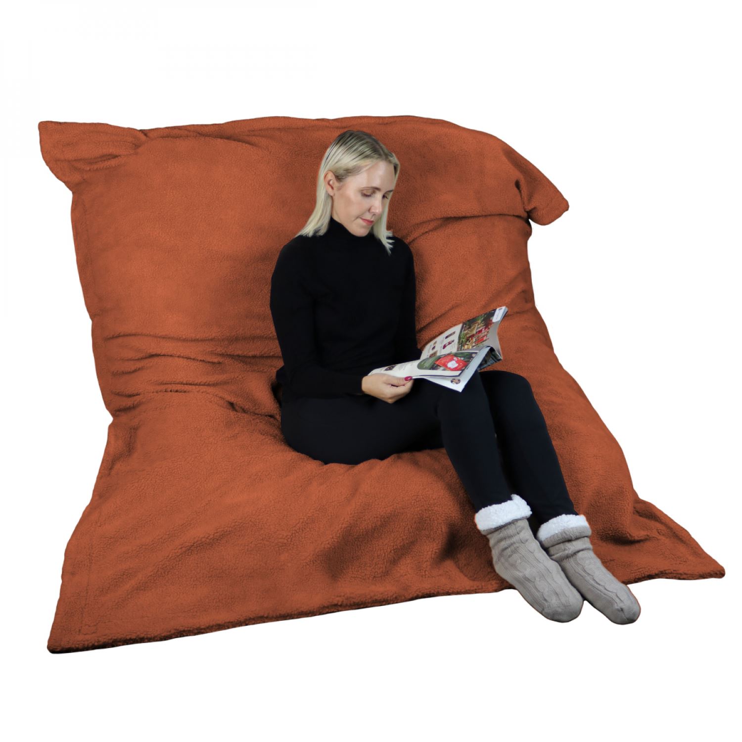 Pouf Géant XXL Vivezen - Fauteuil Intérieur Déhoussable 150x180 Cm - Beige - Neuf