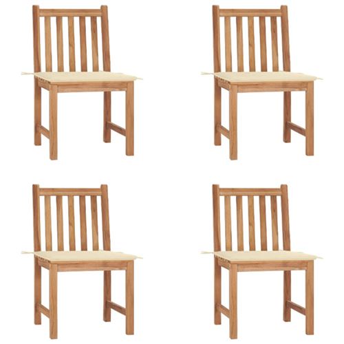 Non Communiqué Bois Chaises De Jardin Lot De 4 Avec Coussins De Teck Massif