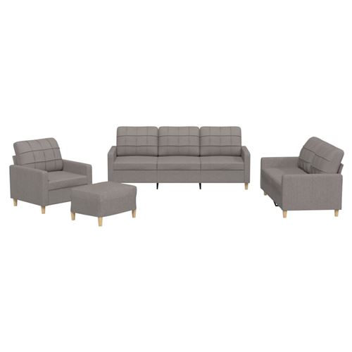 Ensemble de canapés vidaXL 4 pièces avec coussins en Tissu Taupe
