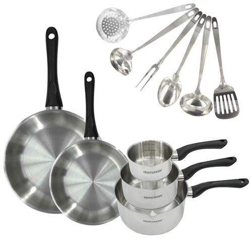 Fackelmann Set 2 Poêles 24 Et 28 Cm, 3 Casseroles En Inox Et 6 Ustensiles Inox Geneva - Image 3