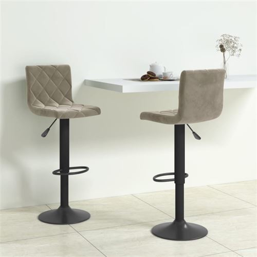 VIDAXL - Tabourets de bar - Velours - Gris Clair - Lot de 2 - Image 3