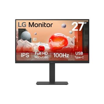 LG 27BA750-B - Écran LED - 27" - 1920 x 1080 Full HD (1080p) @ 100 Hz - IPS - 250 cd/m² - 1300:1 - 5 ms - HDMI, DisplayPort, USB-C - haut-parleurs
