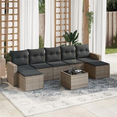 Non Communiqué Marron Salon De Jardin Modulable Vidaxl 8 Pieces 7 Personnes Gris 62 X 55 X 69 Cm Resine Tressee