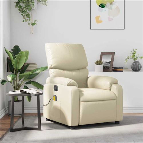 Non Communiqué Blanc Fauteuil Inclinable De Massage Crème Similicuir