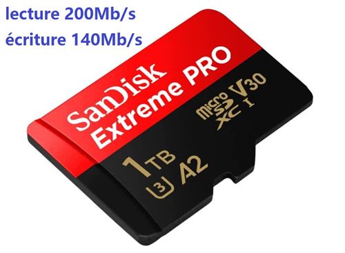 SanDisk Extreme Pro microSDXC 1To Class 10 UHS-I U3 V30 Read 200MB/s Write 140Mb/s A2 Nouveauté 2022