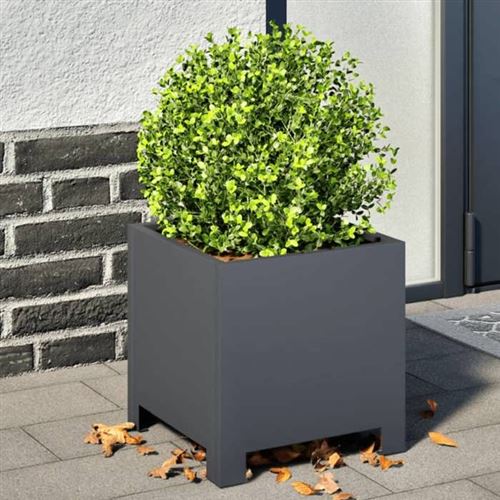 Vidaxl Gris Jardinière Anthracite 30X30x30 Cm Acier, Planteur, Jardinière De Patio, Bac À Fleurs, Jardinière D'extérieur, Boîte À 851189 - Image 3