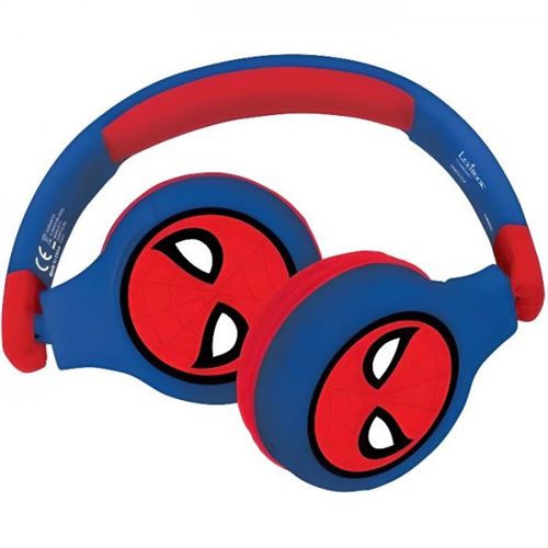 SPIDERMAN Casque 2 en 1 Bluetooth Filaire confortable et pliable pour enfants avec limit