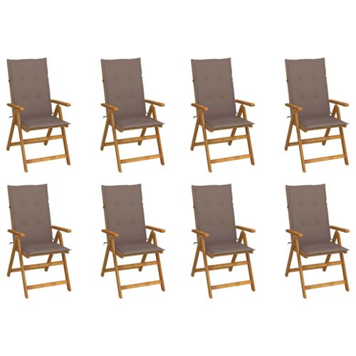 Vidaxl Chaises Pliables De Jardin Avec Coussins Lot De 8 Bois D Acacia - Image 2