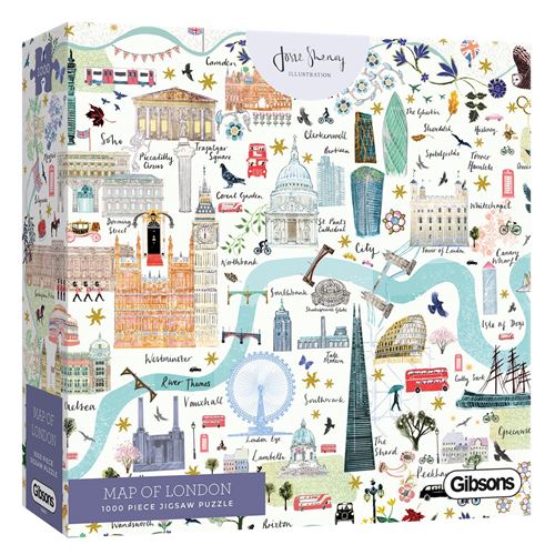 Puzzle 1000 pièces MAP OF LONDON GIBSONS Carton Multicolore
