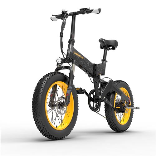 Vélo électrique pliable Lankeleisi X3000PLUS, 1000W, 46km/h, 48V 10.4AH - Noir jaune