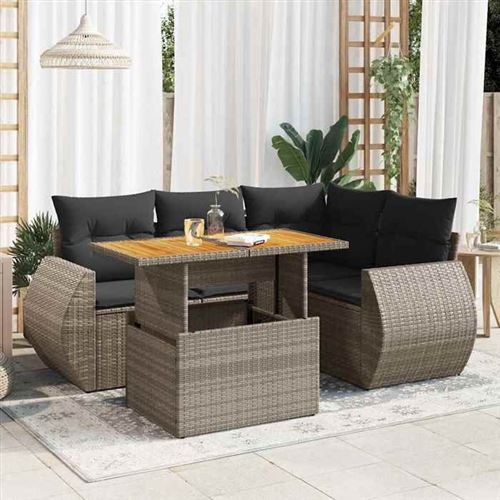 VIDAXL - Salon de jardin modulable - Résine tressée - Gris - 4 personnes - Image 2