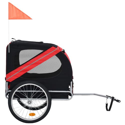 Vidaxl - Remorque de v&eacute;lo pour chiens Rouge et noir Rouge et noir