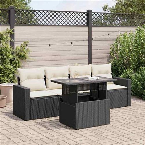 Non Communiqué Noir Salon De Jardin Vidaxl Resine Tressee 5 Pieces X 65.5 X 69 5 Personnes