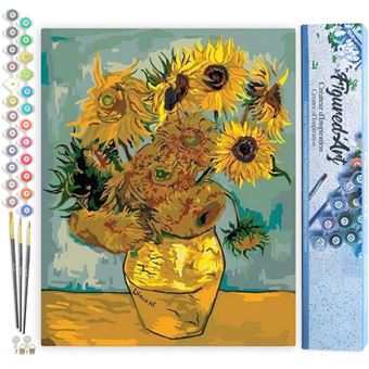 Peinture par numéro - Les tournesols de Van Gogh - 40x50cm - Toile + pinceaux + peinture - Intermédiaire - Figured'Art - 1