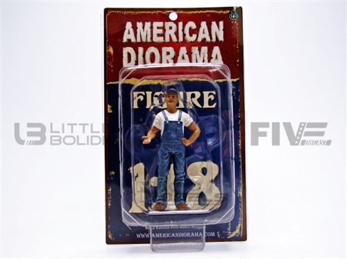 Voiture Miniature de Collection AMERICAN DIORAMA 1-18 - FIGURINES Hanging Out - Bob - Blanc / Bleu - 23857