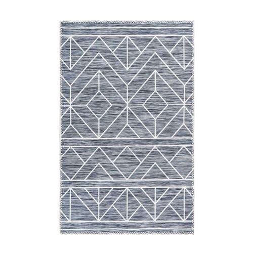 Tapis Tissé Imprimé à Poils Plats "Maya II" Anthracite 160 x 230 cm