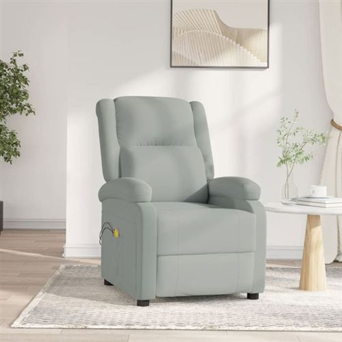 VIDAXL - Fauteuil de relaxation - Massage électrique - Velours - Gris clair - Image 2