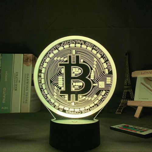 Lampe tactile 3d décorative de pièce de lumière de nuit menée par Bitcoin de BTC
