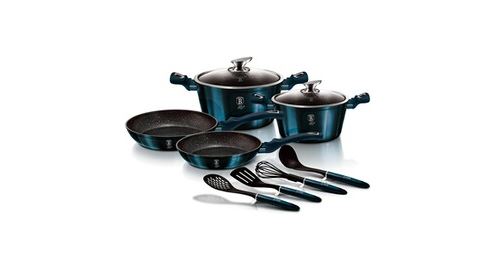 Berlinger haus aquamarine batterie de cuisine à induction 10 pièces aluminium antiadhésif sans pfoa  bleu marine