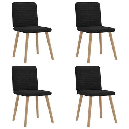 Non Communiqué Noir Chaises À Manger Lot De 4 Tissu