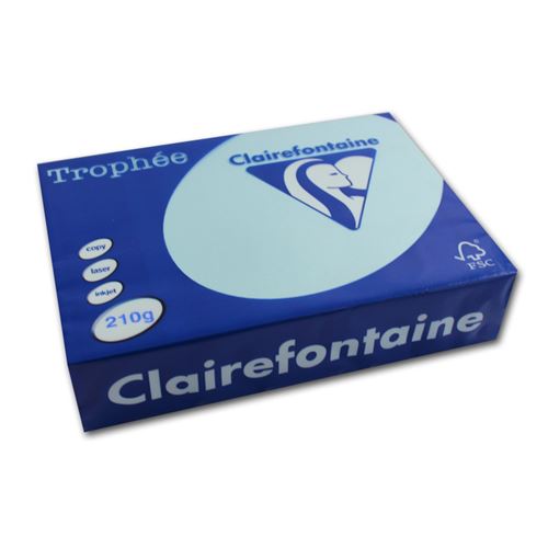 250 feuilles A4 - 210g - Couleur pastels - Bleu Alizée - Trophée Clairefontaire 2222C
