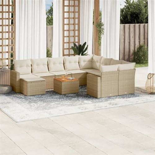 Non Communiqué Beige Vidaxl Salon De Jardin Modulable - 11 Pièces - Rotin - 10 Personnes