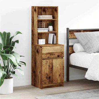 vidaXL Table de chevet vieux bois 39x35x125 cm bois d’ingénierie, table de nuit, table de lit, table d'appoint, armoire de 861317 - 1