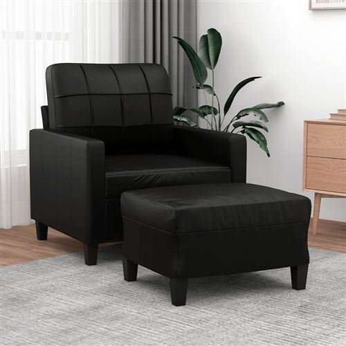 vidaXL - Fauteuil avec repose-pied - 60 cm - Noir - Image 2
