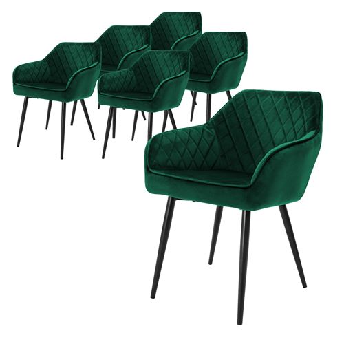 Non Renseigné Vert Ml-Design Lot De 6 Chaises De Salle À Manger Avec Accoudoirs Et Dossier, Foncé, - Image 3
