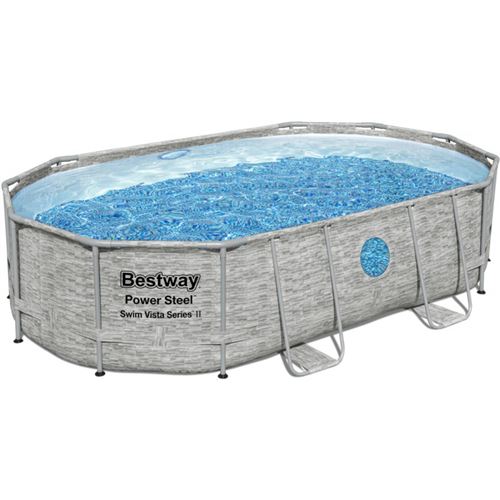Piscine tubulaire Power Steel SwimVista avec hublots ovale 4,88 x 3,05 x 1,07 m - Bestway