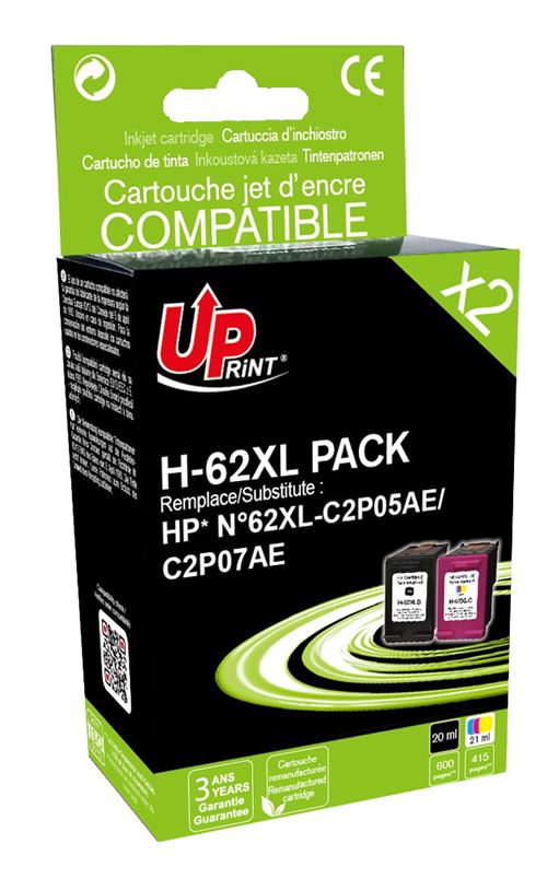 Cartouches pour HP 62XL 62, Remanufacturé Compatible Cartouches