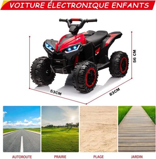 Quad Électrique Enfant, Voiture Électrique pour Enfants avec LED Et Musique ,1.5-3 Km/h, Klaxon, ATV pour Enfants 3+,Rouge - Jeux - Jouets