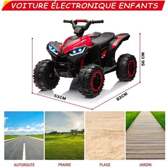 Quad électrique Enfant 12V Avec Télécommande Parentale, LED, Musique, 2 Vitesses (3-6 Km/h), Klaxon, ATV 83x53x56 Cm – Dès 3 Ans