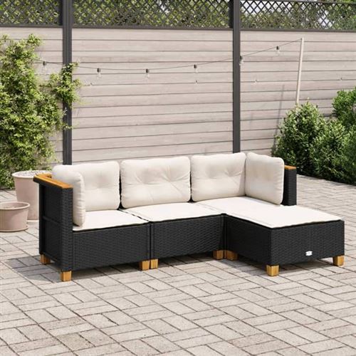 Non Communiqué Noir Salon De Jardin Modulable Vidaxl Resine Tressee 4 Pieces 56.5 X 56.5 X 56.5 4 Personnes
