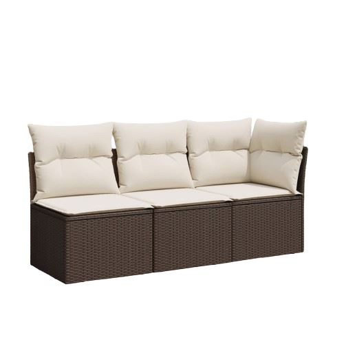 vidaXL Chaise de jardin sans accoudoirs avec coussins marron rotin