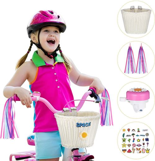 Panier Accessoire Vélo Enfants avec Sangle Réglable FONGWAN avec Sonnette  Tassels Stickers pour Filles Bicyclette Décoration - Blanc - Porte bagage,  sacoche, panier vélo à la Fnac
