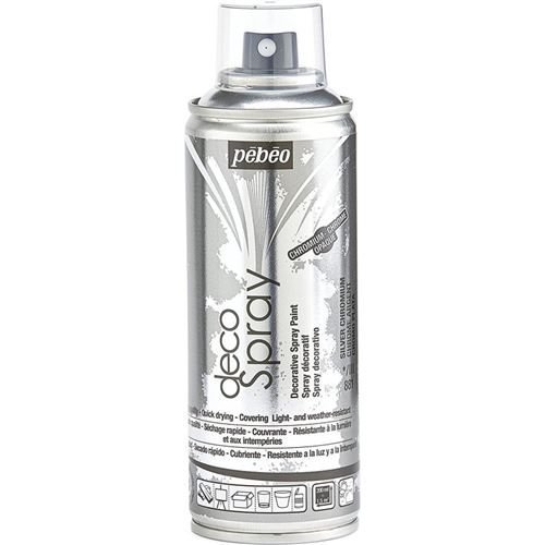 Non Communiqué Argent Bombe De Peinture Acrylique - Chrome - Tous Supports - Pébéo - Decospray - 200Ml