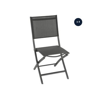 Lot de 4 chaises de jardin en aluminium pliables anthracite/graphite Essentia - Hespéride - 1